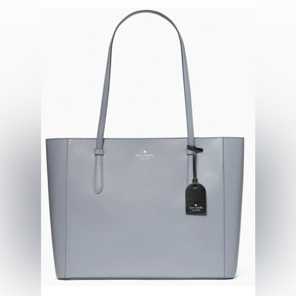 Kate Spade Schuyler Steel Blue Smooth Leather Tote Charm NWT WKR00545 $329 FS